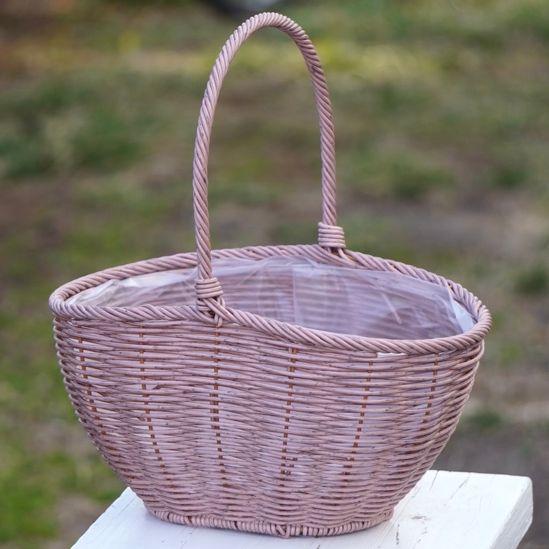 水で洗える☆ハンドバスケット・オーバル・ピンク