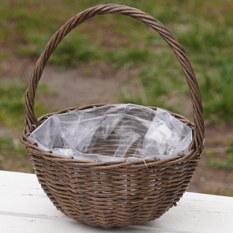 水で洗える☆ハンドバスケット・サークル・ダークブラウンS