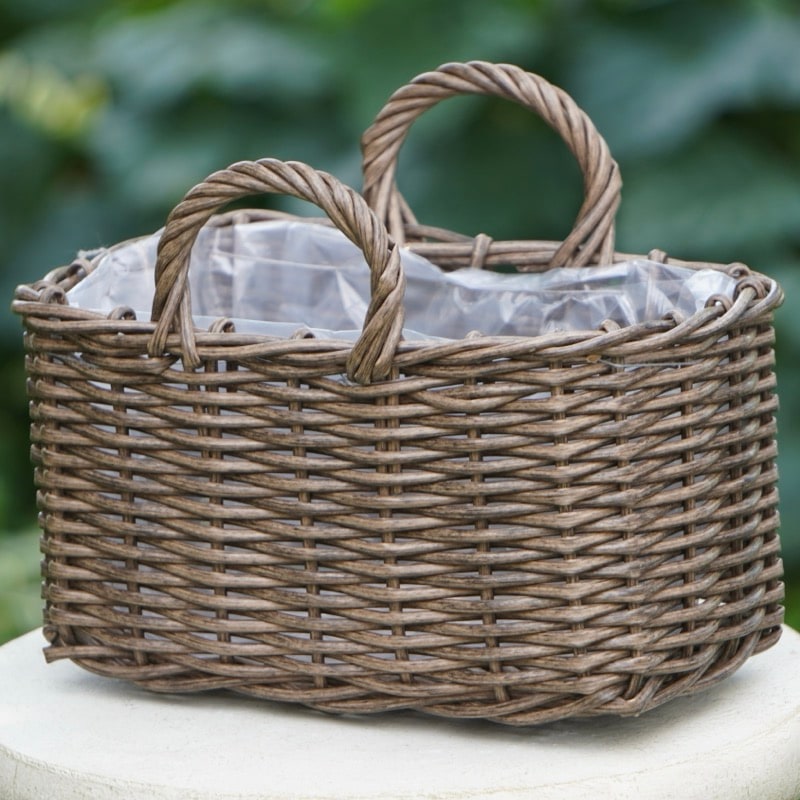 水で洗える☆ハンドバスケット・ハンドレクタングル・ダークブラウン