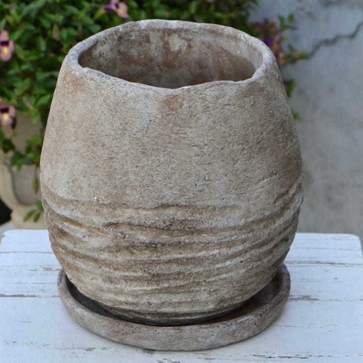 受皿付き☆イマジンポット・ブラウン（直径17cm）