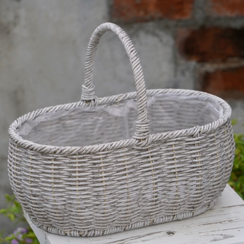 水で洗える☆ハンドバスケット・フラットワイド・ホワイト