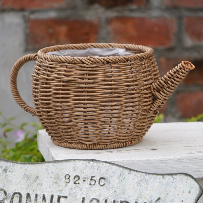 水で洗える☆ティーポットバスケット・ブラウン