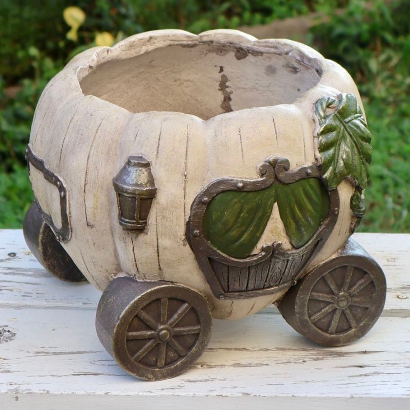 現品1点限り!! ハロウィンにも☆グラスファイバー・メルヘンホイールポットHW16WH