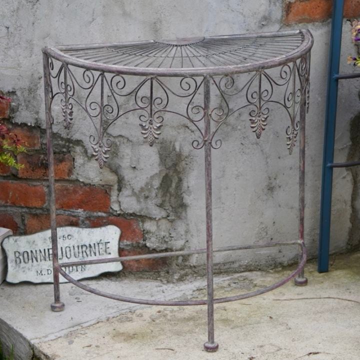 アイアン製 ハーフサークルスタンド・フルール・ド・リス ・L (天面の直径約62cm)【単独梱包・送料込み】