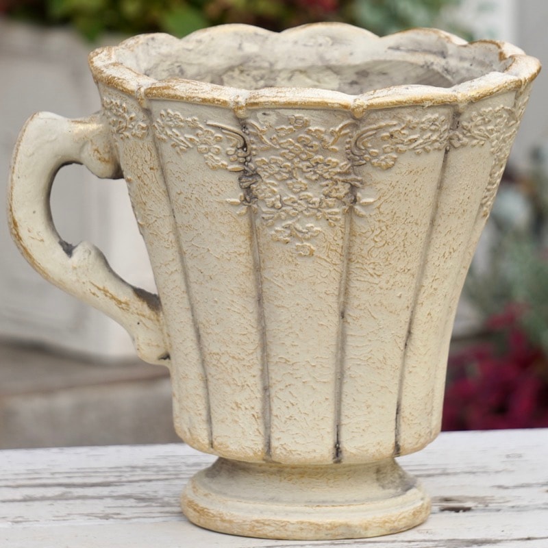 グラスファイバー・NGQシリーズ・トールカップポット(幅24.5cm)・アイボリーゴールド