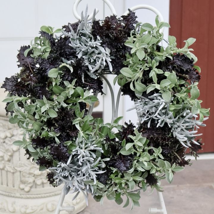 画像の現品1点限り!!★リースバスケット★渋いファントムブーケ&シルバーリーフ♪