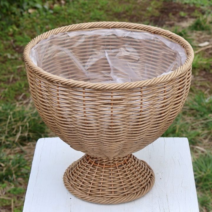水で洗えるバスケット☆スタンドポット・ブラウンM(23cm)