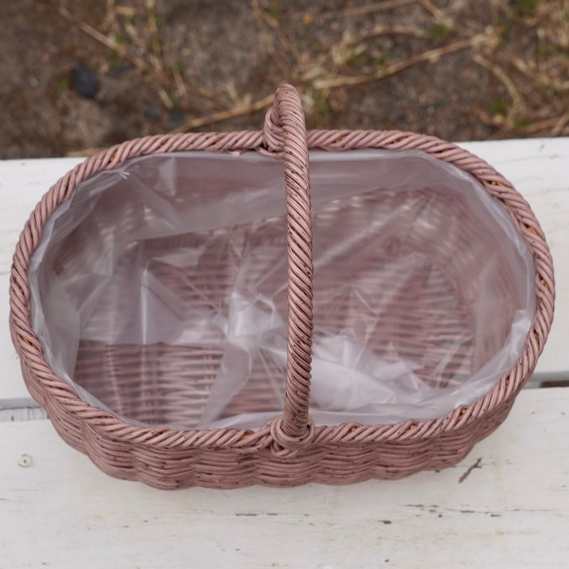 水で洗える☆ハンドバスケット・フラットワイド・ピンク