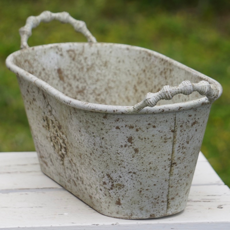 アンティークブリキ・FRシリーズ・オーバルハンドポットL（幅38cm）