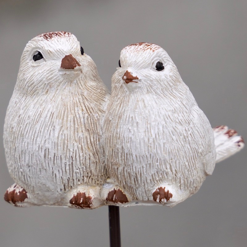 ガーデンピック「つがいの丸っこい白い鳥ピック♪」