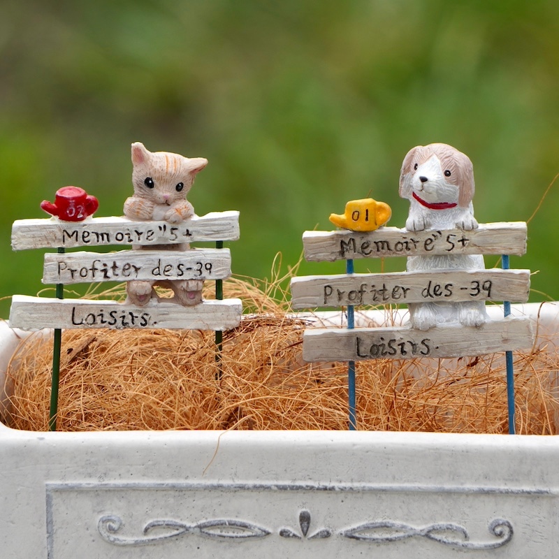 ハンドメイド ガーデンピック 多肉植物を持った動物さんピック 多肉植物