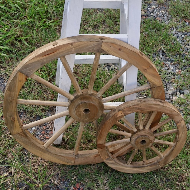 アンティーク風木製車輪・ブラウン・Sサイズ