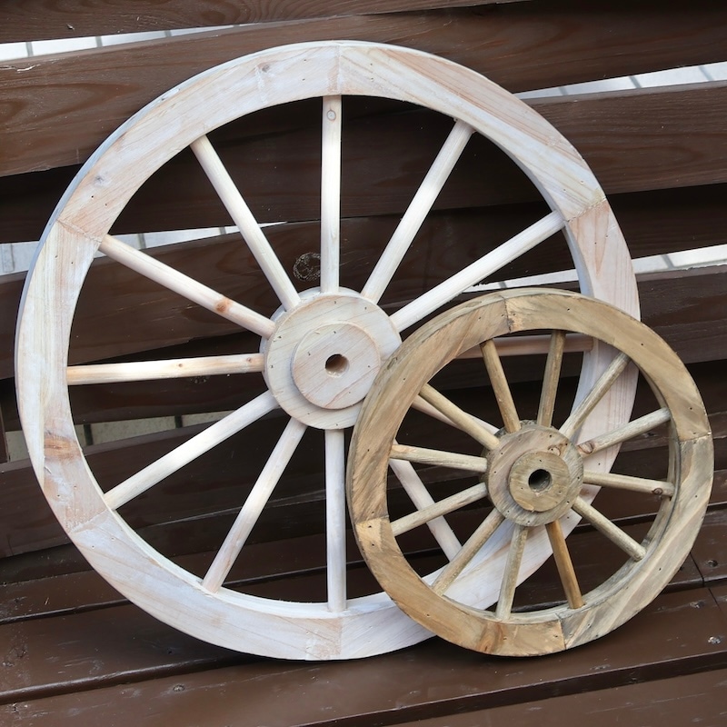 アンティーク木製　自動車　珍品 アンティーク風木製車輪・ブラウン・Sサイズ