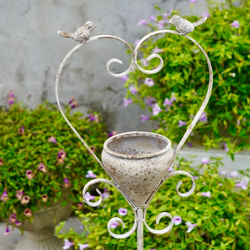 アンティークブリキ・バードネストラージピック・ホワイト【単独梱包