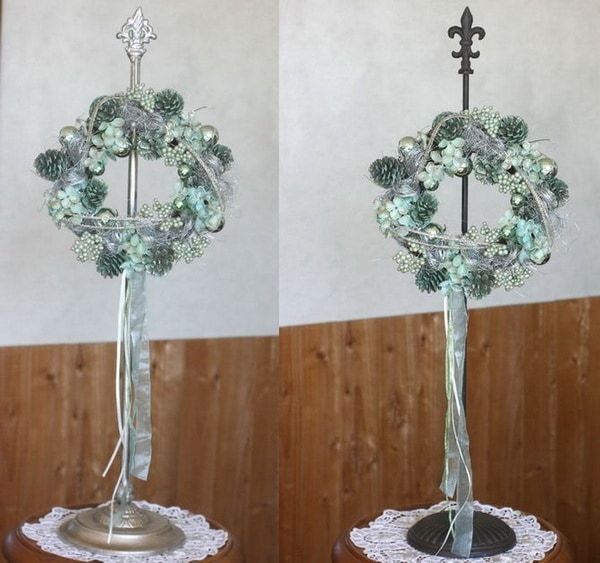 ミントグリーンシルバーリース(直径27cm）