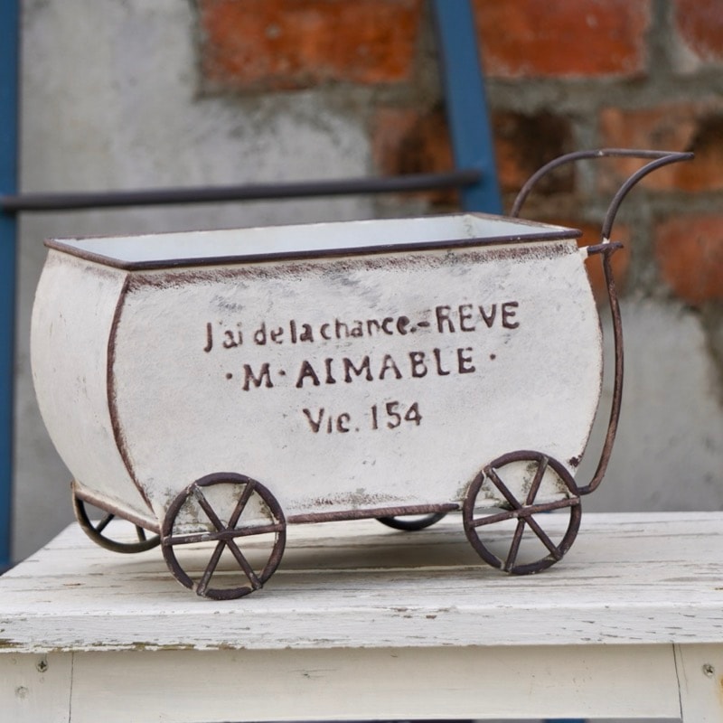 アンティークブリキ・カートポットW