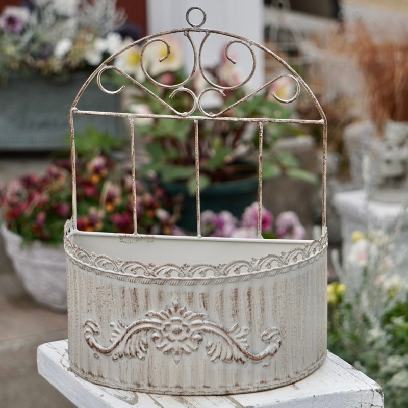 アンティークブリキ・PTシリーズ・ウォールバスケット(幅24cm)・IV