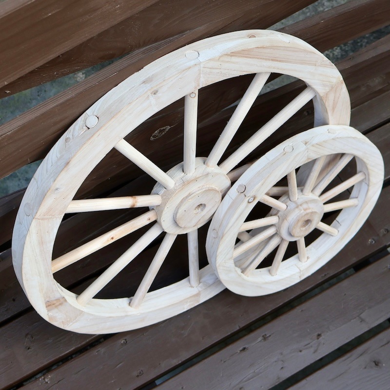 車輪　アンティーク 木製 アンティーク風木製車輪・ブラウン・Sサイズ