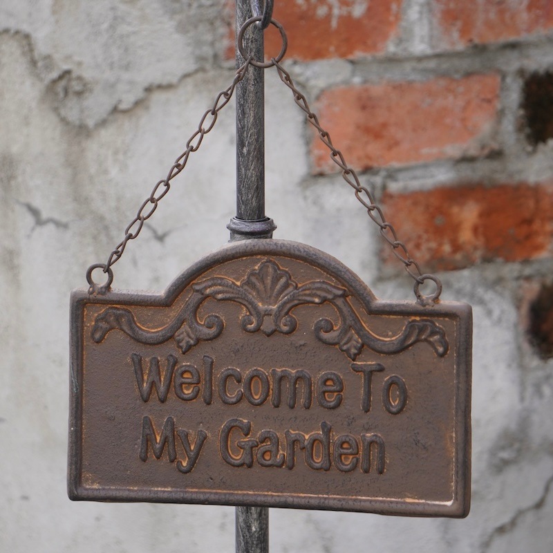 アンティークハンドメイドアイアン製オーナメント 79 cm x 35 cm アンティークアイアンオーナメント・Welcome Garden