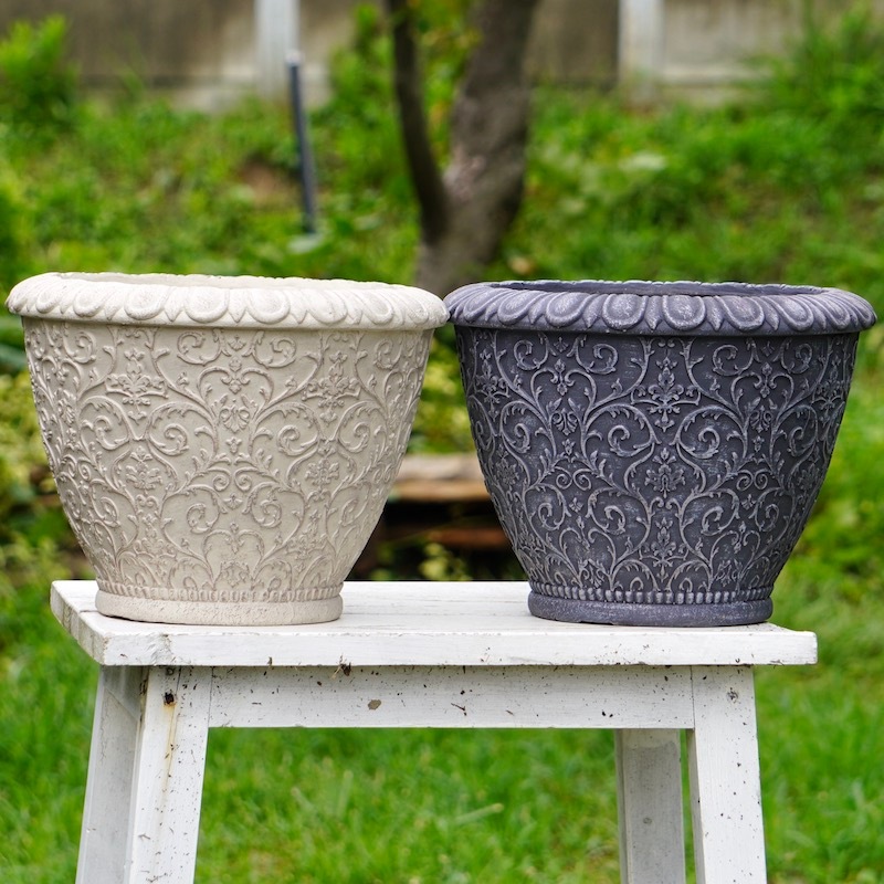 グラスファイバー・WJOシリーズ・サークルポットM（直径25.5cm）・BK1350