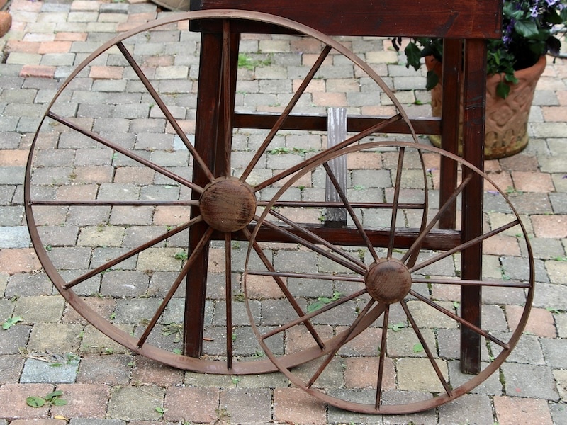 アンティーク　車輪 ガーデニング雑貨 車輪 木製 アンティーク L 直径50cm ガーデン