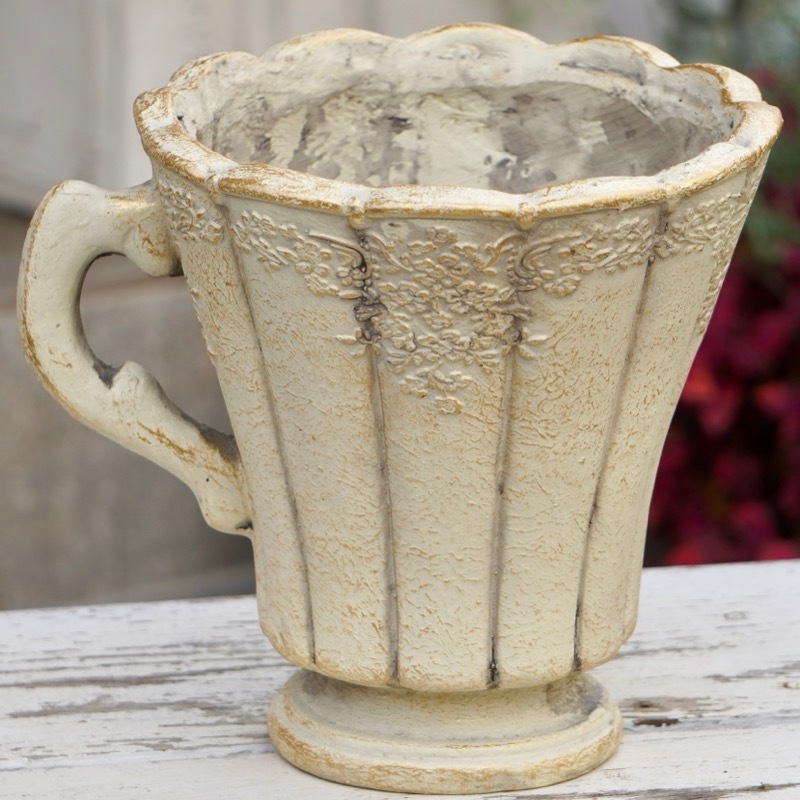 アンティークウッド　トール　グラスファイバーポット ウッド 木 木目 グレー アンティークウッドトールグラスファイバーポット ウッド 木 木目 ブラウン