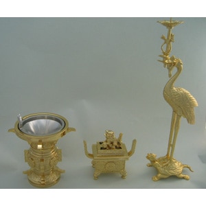 真宗大谷派 具足(本山彫） 金メッキ付 | 仏具,浄土真宗用 | 奥村仏具店