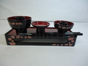 略式仏膳　毎朝のお供えに花柄
