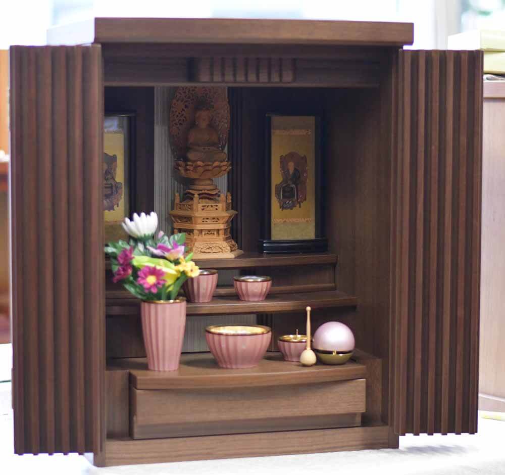 家具調仏壇　ライト　御本尊　掛軸　仏具付　限定１　
