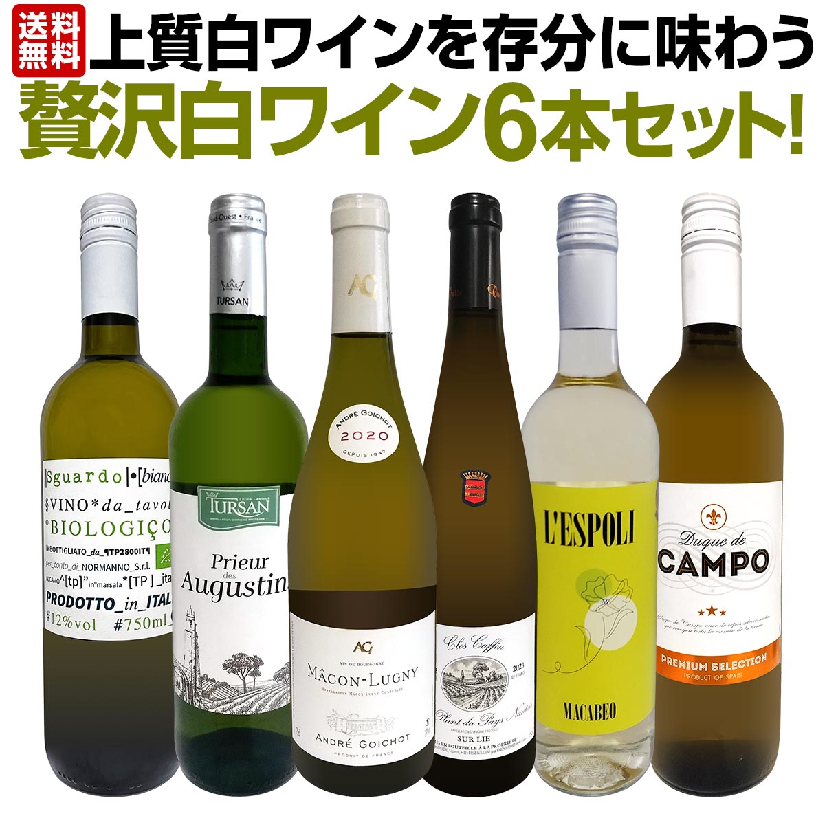 【送料無料】第56弾！当店≪極≫厳選！白ワイン好きならこのセット！格別の美味しさ！華やかな上質白ワインを存分に味わう贅沢白ワイン6本セット！
