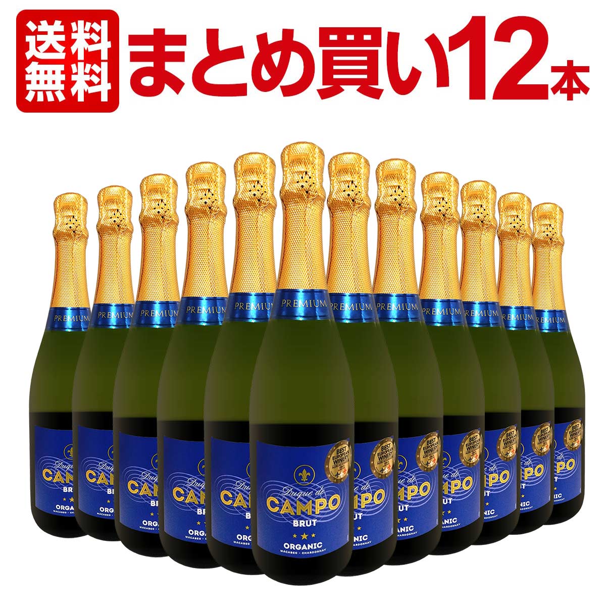【送料無料】【まとめ買い】ドゥケ・デ・カンポ・スパークリング・ブリュット・オーガニック 12本