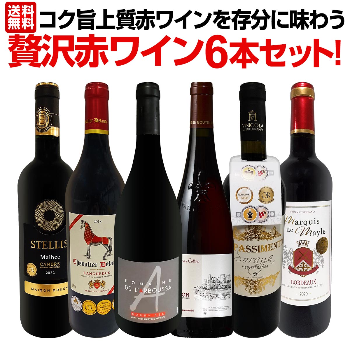 【送料無料】第44弾！当店≪極≫厳選！赤ワイン好きならこのセット！格別の美味しさ！コク旨上質赤ワインを存分に味わう贅沢赤ワイン6本セット！