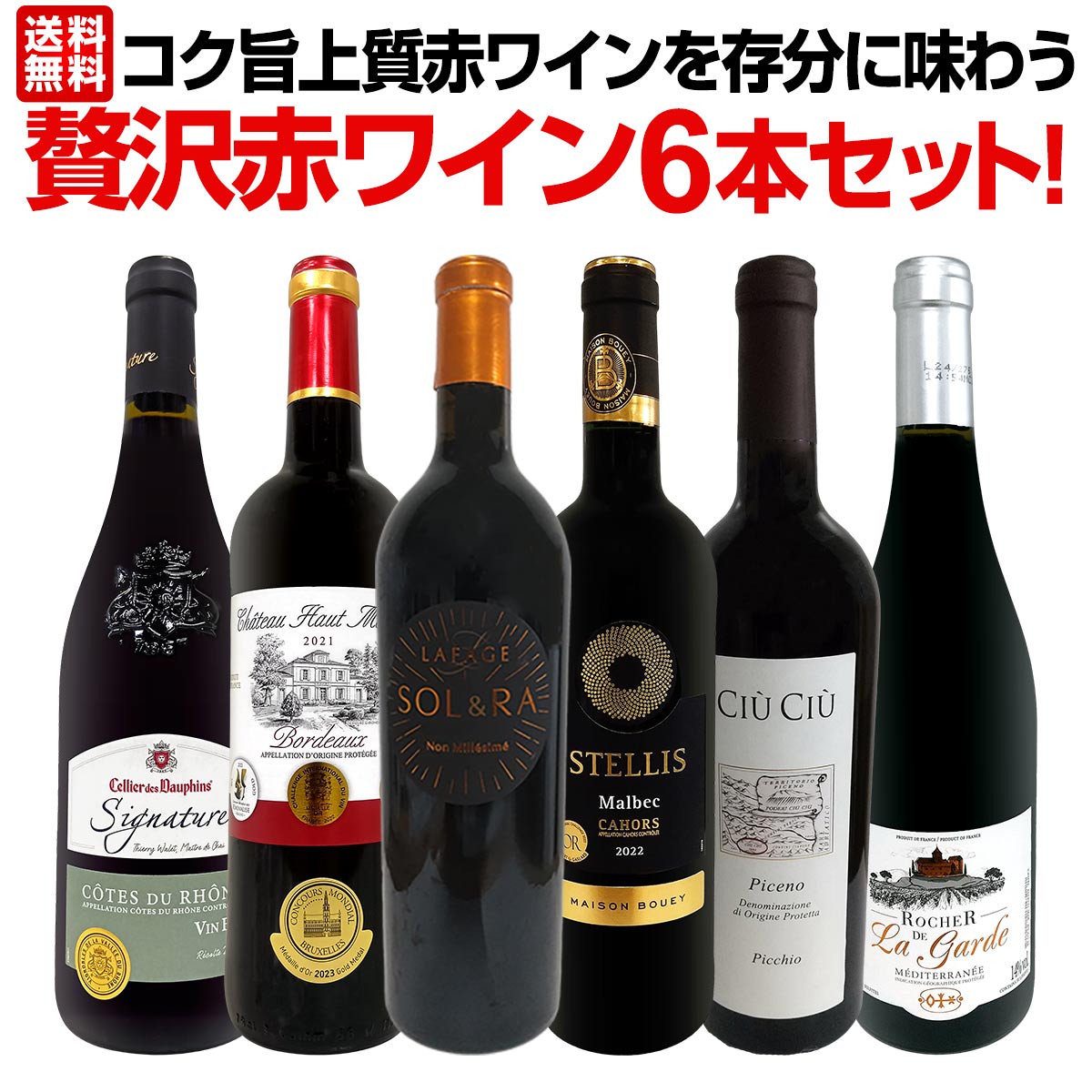 【送料無料】第46弾！当店≪極≫厳選！赤ワイン好きならこのセット！格別の美味しさ！コク旨上質赤ワインを存分に味わう贅沢赤ワイン6本セット！