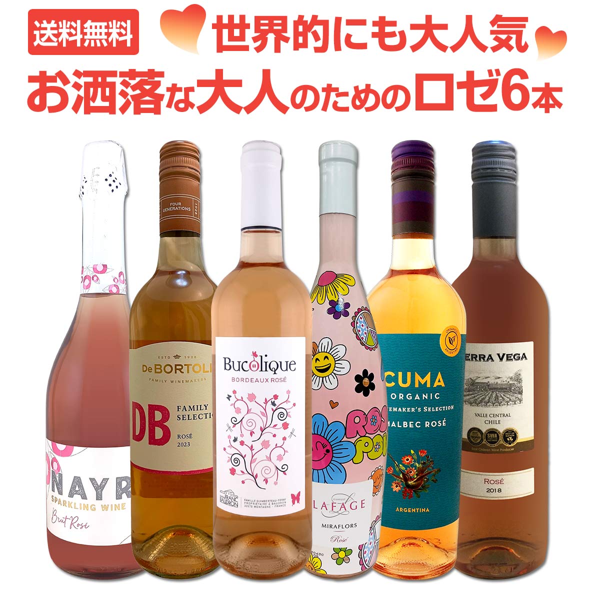 【送料無料】世界的にも大人気!お洒落な大人のためのロゼワイン6本セット!