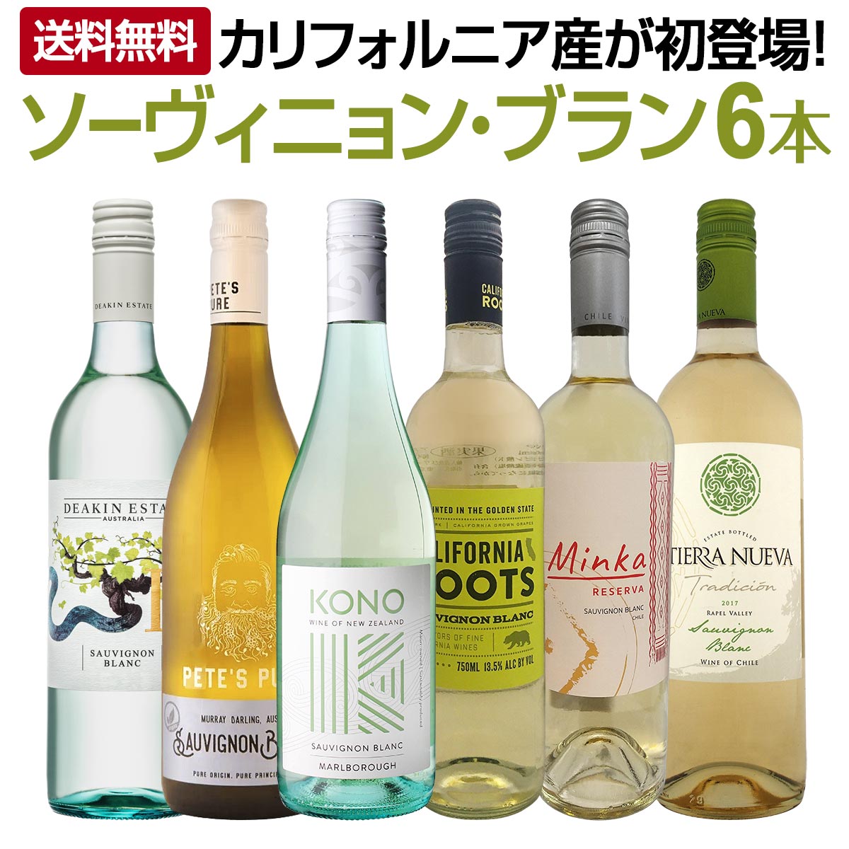 【送料無料】カリフォルニア産ソーヴィニョン・ブランも登場!爽快さわやかなソーヴィニョン・ブラン厳選6本!!