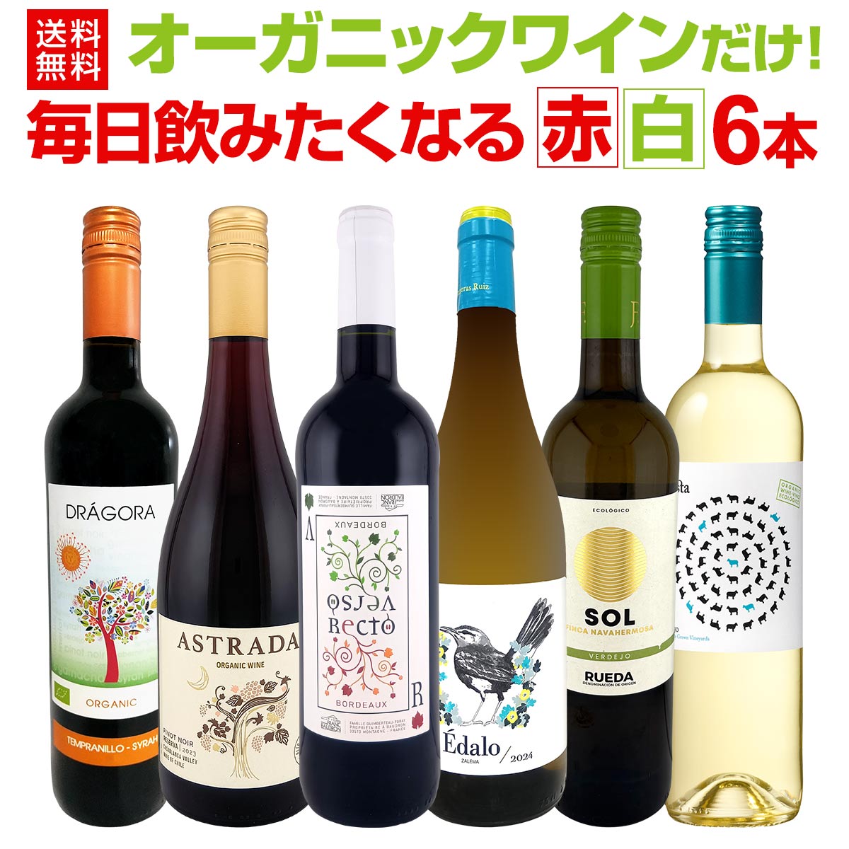 【送料無料】毎日飲みたくなるワイン赤白6本セット！実はすべて自然に造られたオーガニックワインだけ！