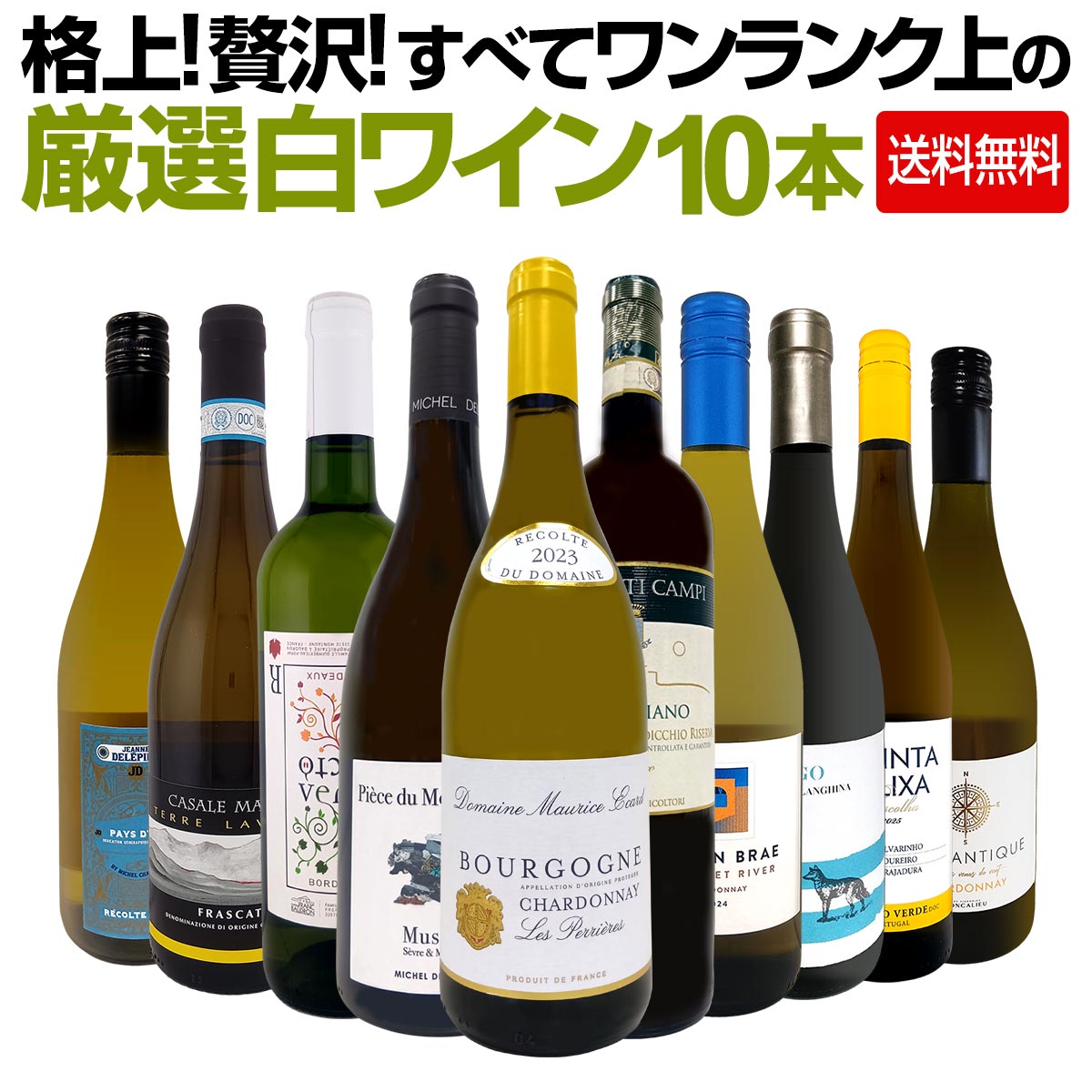 【送料無料】格上!贅沢!すべてワンランク上の厳選白ワイン10本セット