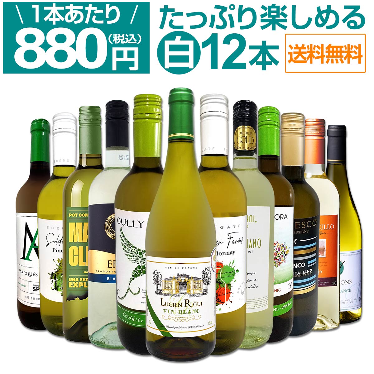 【送料無料】第109弾!1本あたり880円(税込)!!採算度外視の大感謝!厳選白ワイン12本セット
