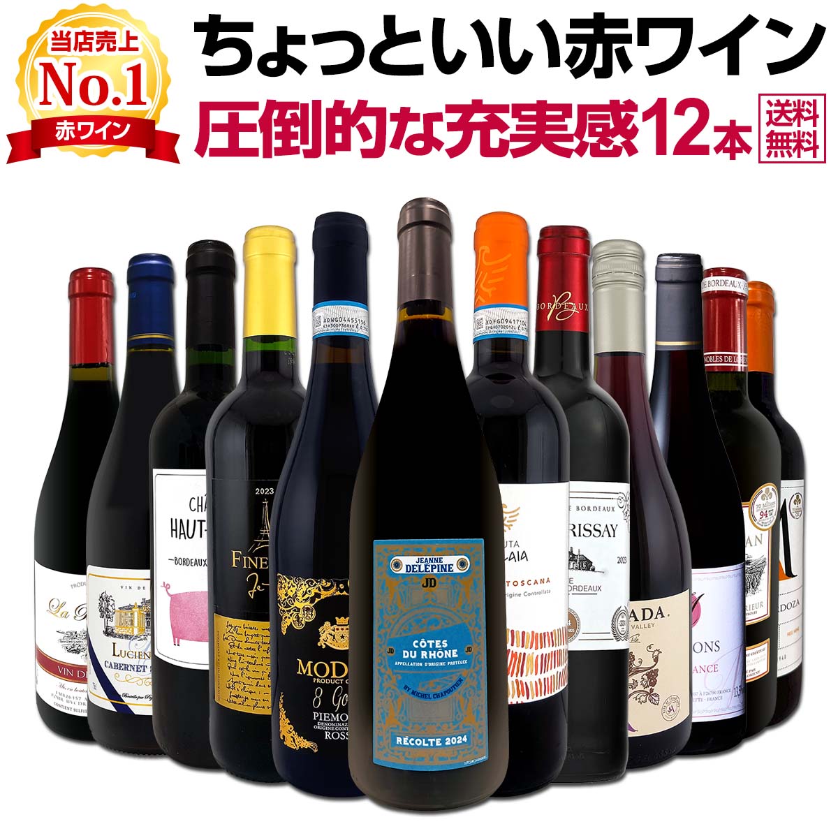 【送料無料】第106弾!当店オススメばかりを厳選したちょっといい赤ワイン12本セット!
