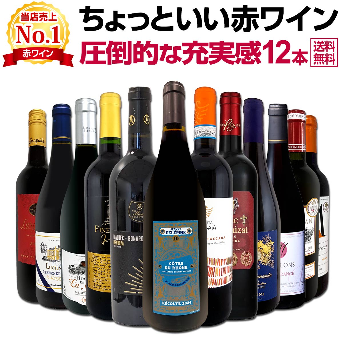 【送料無料】第107弾!当店オススメばかりを厳選したちょっといい赤ワイン12本セット！