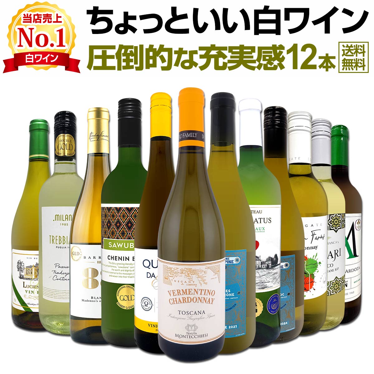【送料無料】第118弾!当店オススメばかりを厳選したちょっといい白ワイン12本セット！
