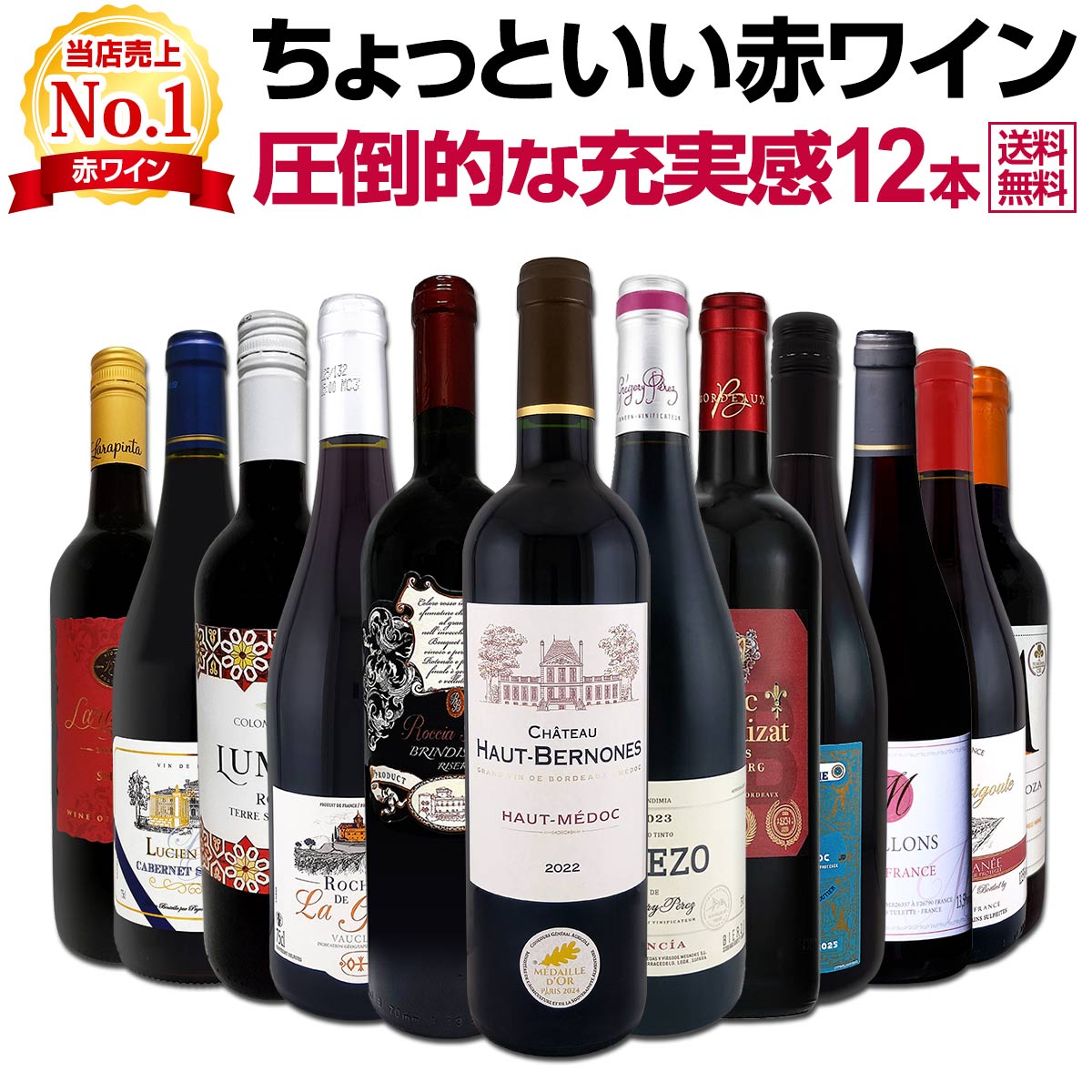 【送料無料】第108弾!当店オススメばかりを厳選したちょっといい赤ワイン12本セット！