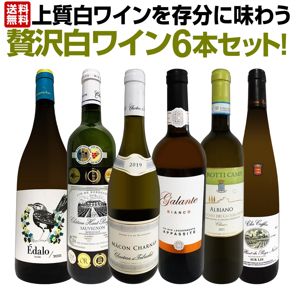 【送料無料】第23弾！当店≪極≫厳選！白ワイン好きならこのセット！格別の美味しさ！華やかな上質白ワインを存分に味わう贅沢白ワイン6本セット！