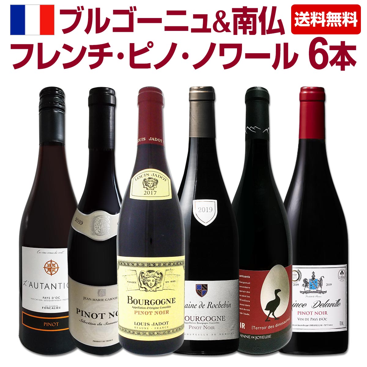 ブルゴーニュ赤ワイン　5本セット 送料無料】激得ブルゴーニュ＆南仏！フレンチ・ピノ・ノワール6本