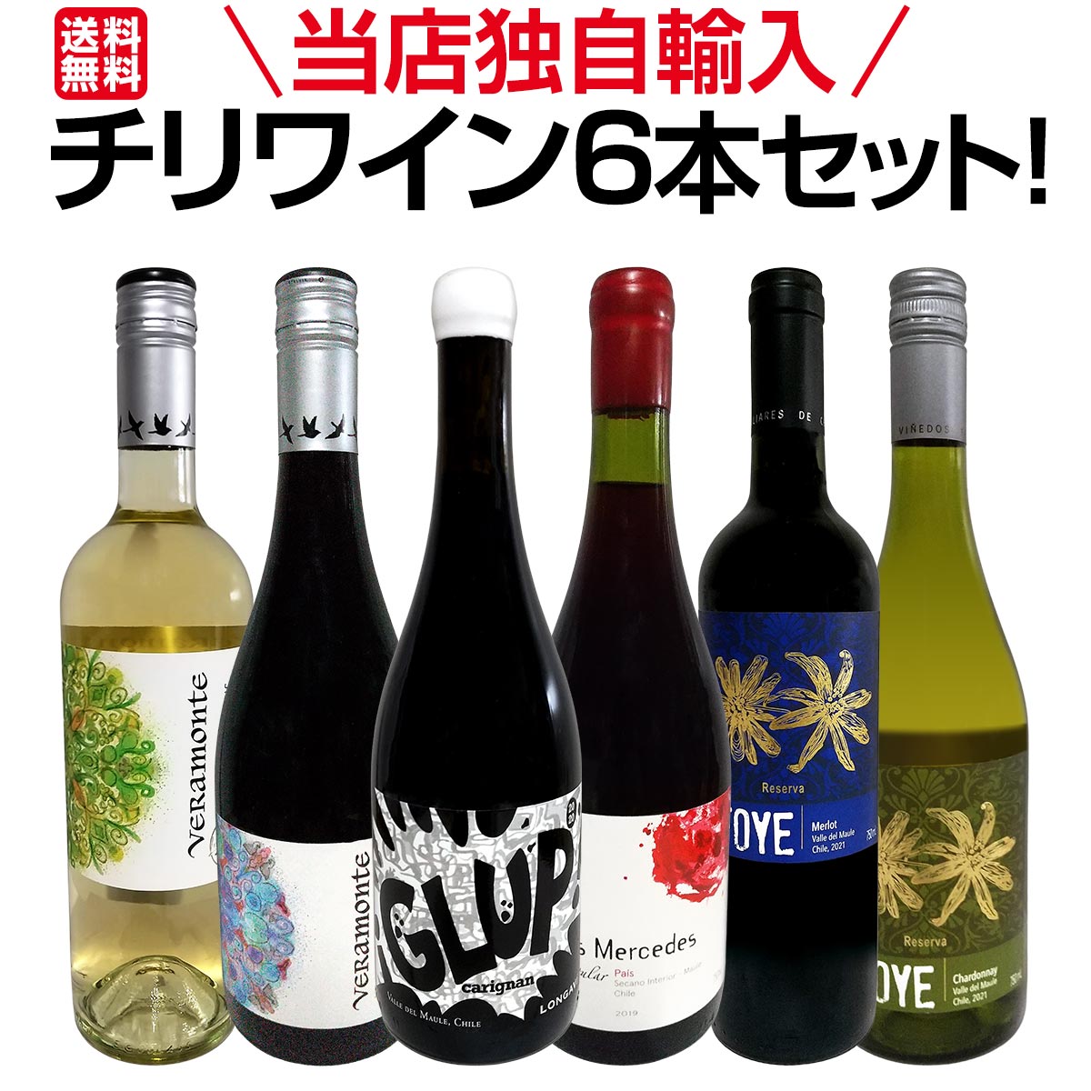 送料無料】当店独自輸入のチリワイン6本セット！評価誌94点の実績を