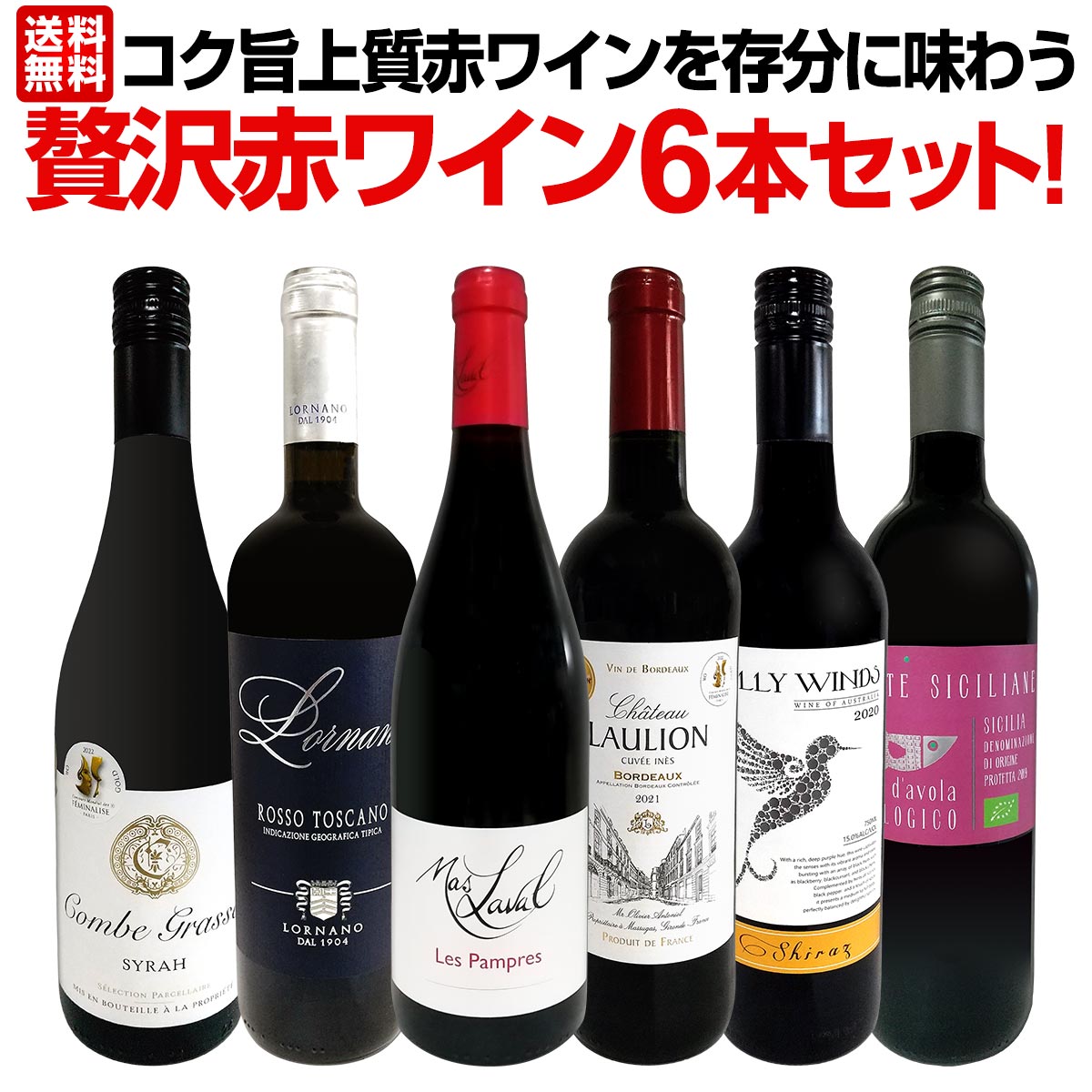 【送料無料】第31弾！当店≪極≫厳選！赤ワイン好きならこのセット！格別の美味しさ！コク旨上質赤ワインを存分に味わう贅沢赤ワイン6本セット！