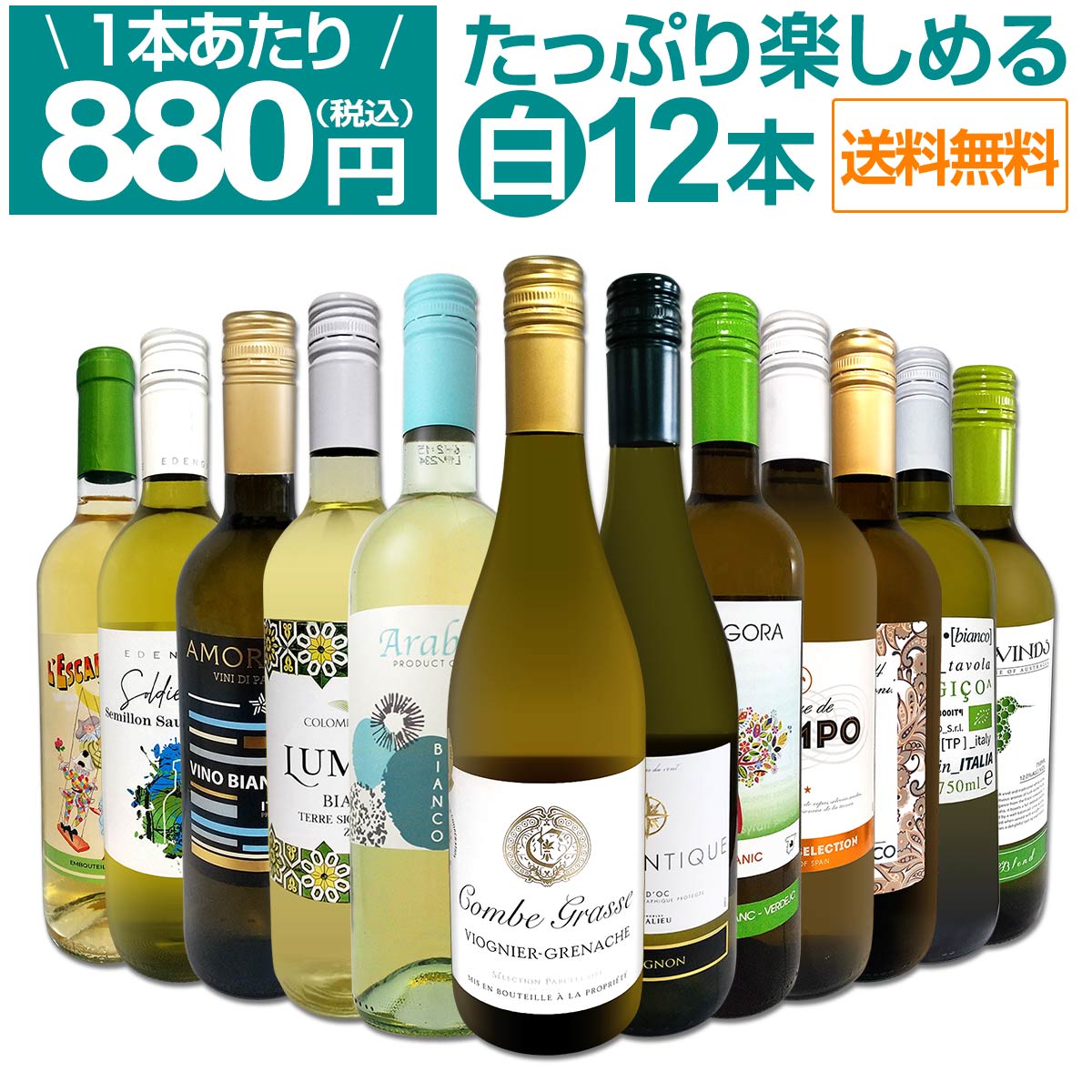【送料無料】第89弾！1本あたり880円(税込)!!採算度外視の大感謝!厳選白ワイン12本セット