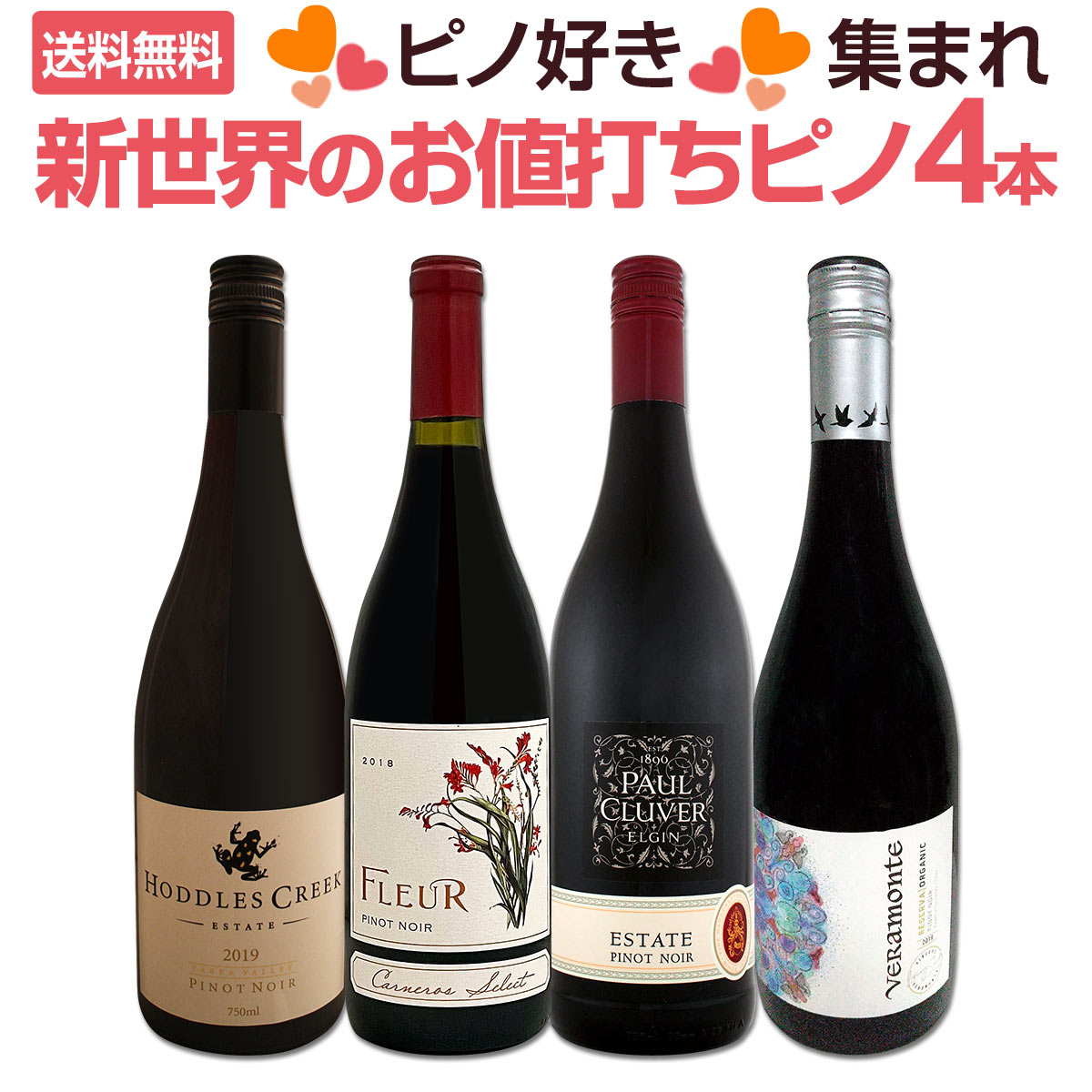 ピノノワール２本セット 送料無料】ピノ好き集まれ！当店独自輸入2本を含む格上新世界ピノ