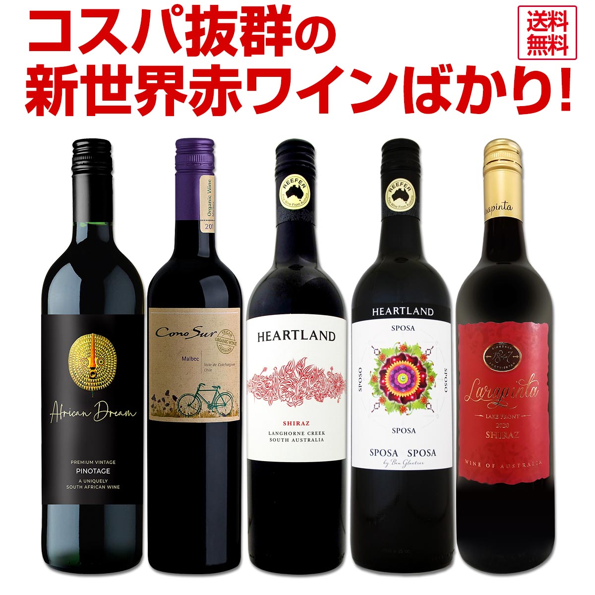 【送料無料】当店自慢のカルト生産者が手掛ける独占販売のワインを中心に、コスパ抜群の新世界赤ワインばかりをセットにしました！