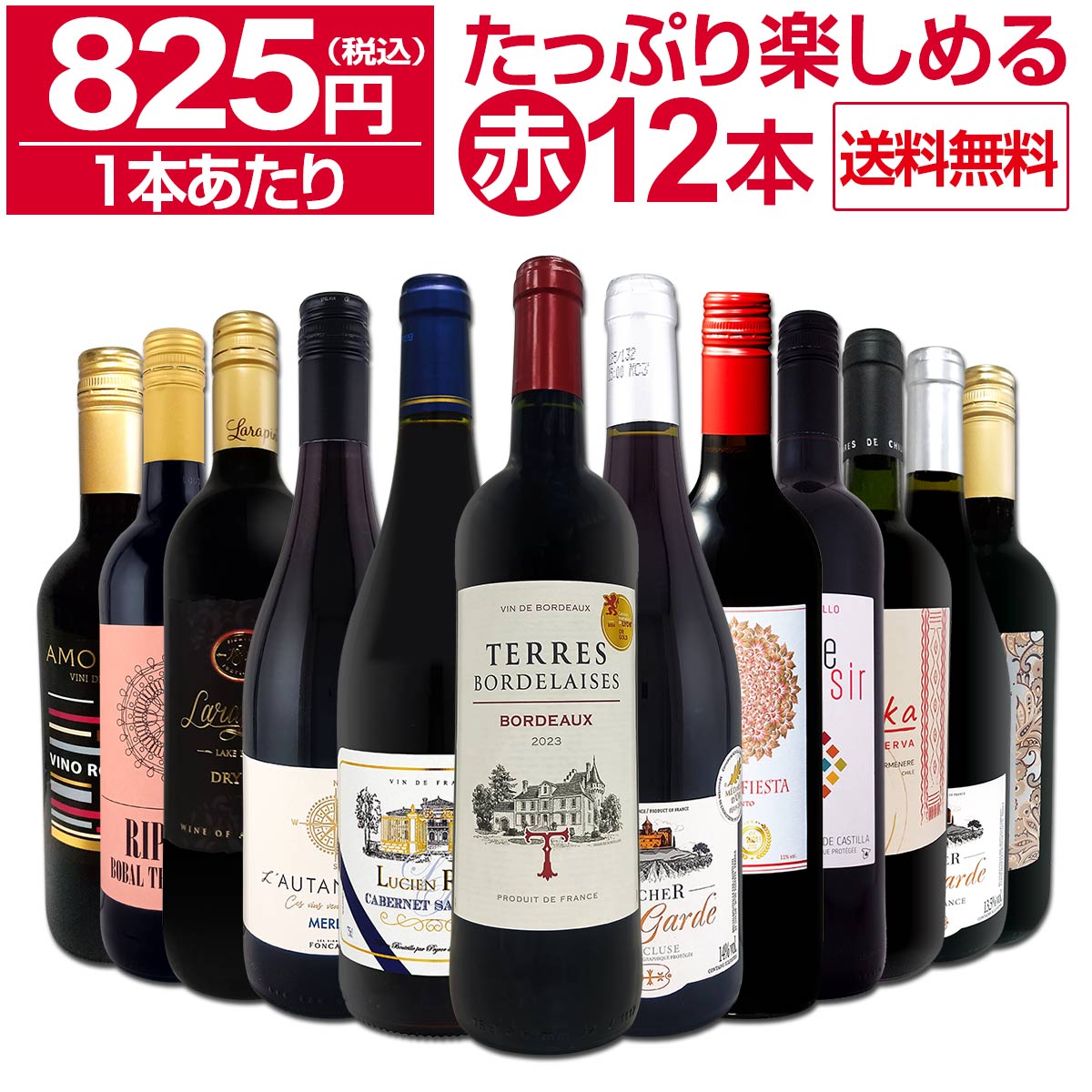 【送料無料】第89弾！1本あたり825円(税込)!!採算度外視の大感謝!厳選赤ワイン12本セット